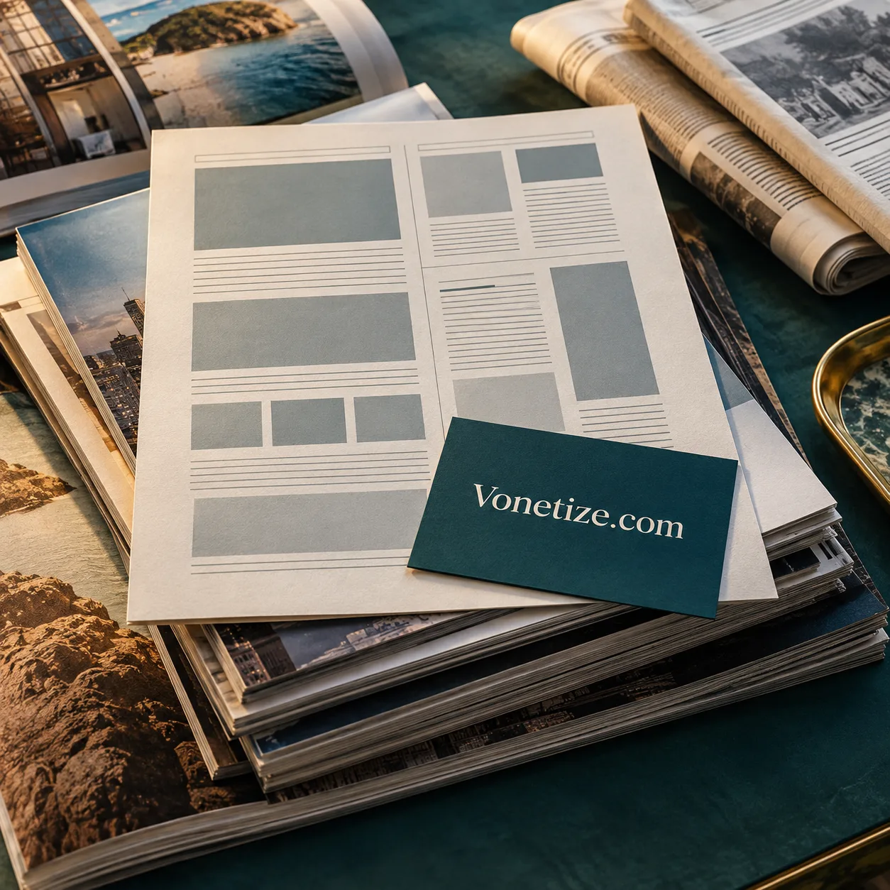 Publisher Revenue Suite: an editorial study in teal and paper